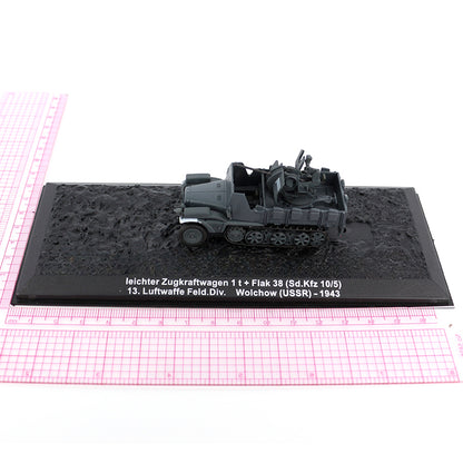 1/72 Scale WWII German leichter Zugkraftwagen 1t Sd.Kfz. 10/5 Half-Track with Flak 38 Anti-Aircraft Gun Diecast Model