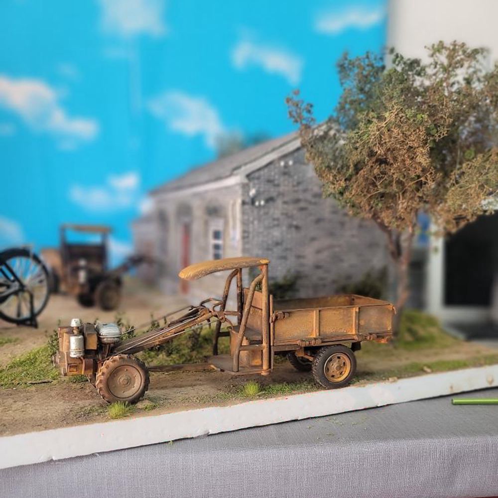 1/16 Scale Vintage Metal Walk-Behind Tractor Model