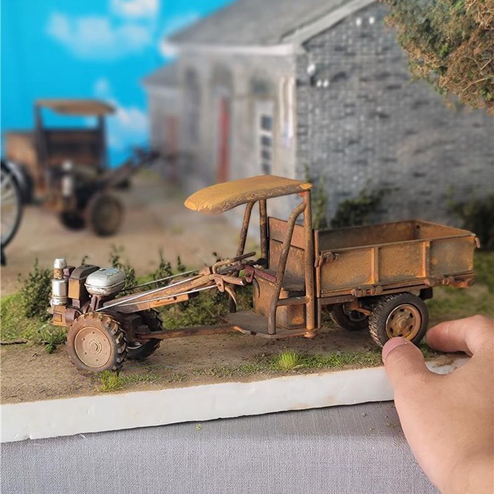 1/16 Scale Vintage Metal Walk-Behind Tractor Model