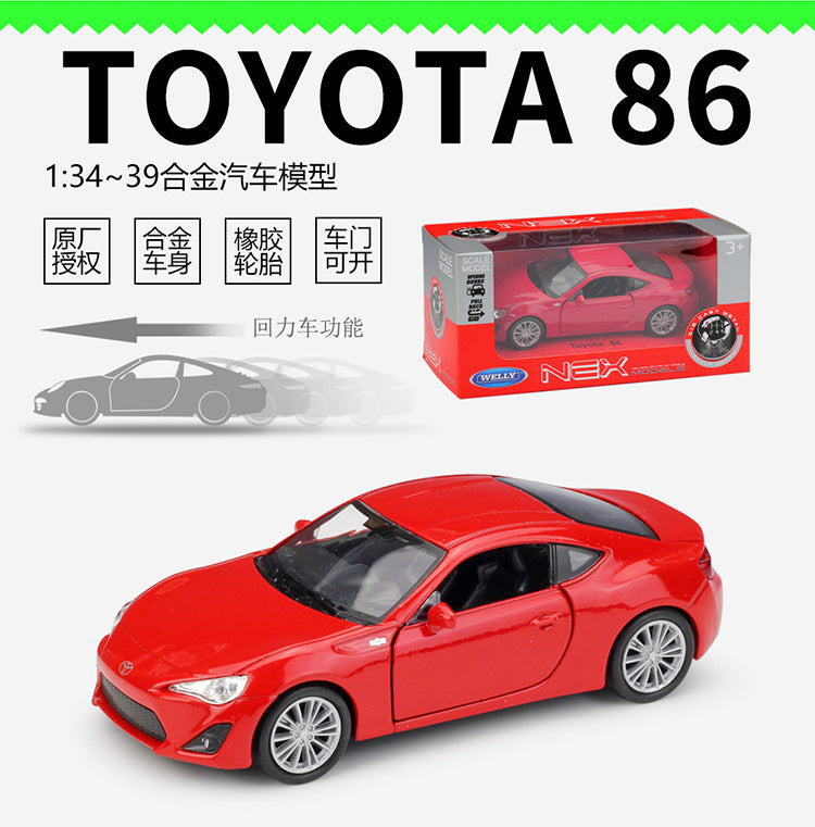 1/36 Scale Toyota 86 Sports Car Diecast Model Pull Back Toy