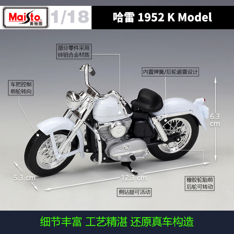 1/18 Scale 1952 Harley-Davidson Model K Diecast Model Motorcycle