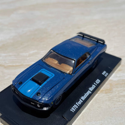 1/64 Scale 1970 Ford Mustang Mach 1 Blue Diecast Model Car