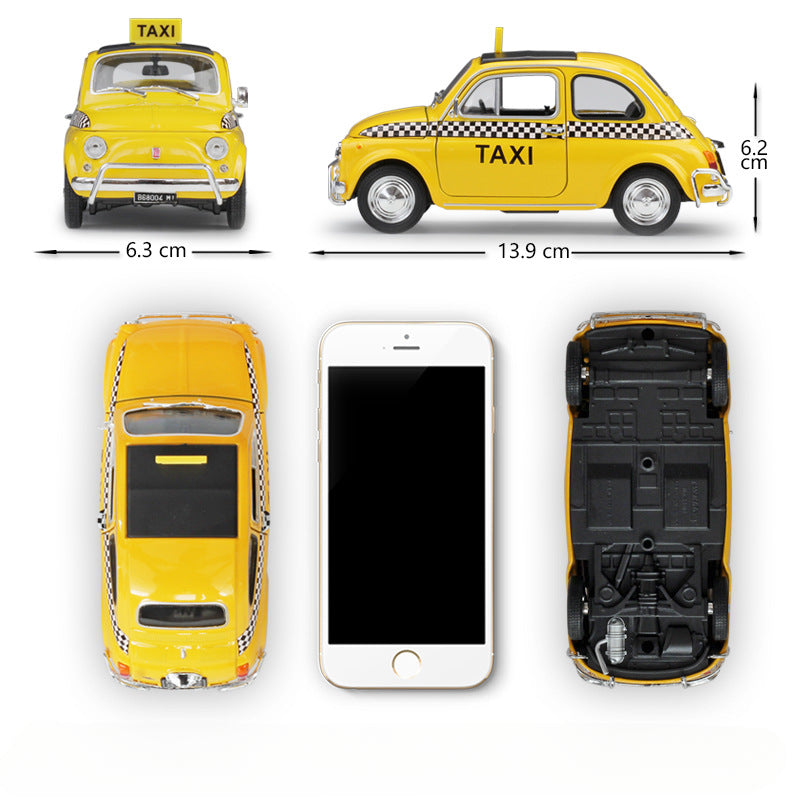 1/24 Scale Nuova Fiat 500 Taxi Cab Diecast Model Car