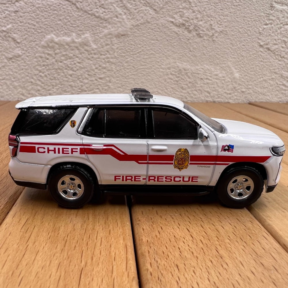 1/64 Scale 2021 Chevrolet Tahoe SUV Mastic Beach Fire Department Diecast Model Car