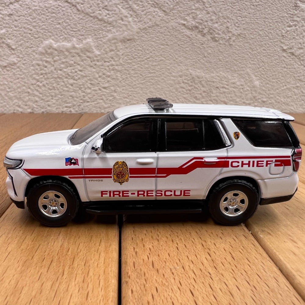 1/64 Scale 2021 Chevrolet Tahoe SUV Mastic Beach Fire Department Diecast Model Car