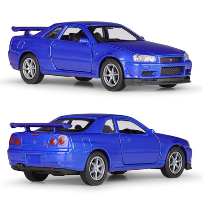 1/36 Scale Nissan Skyline GT-R R34 Sports Car Diecast Model Pull Back Toy