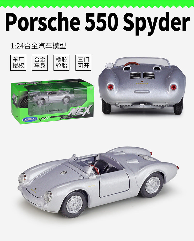 1/24 Scale Porsche 550 Spyder Racing Sports Car Diecast Model