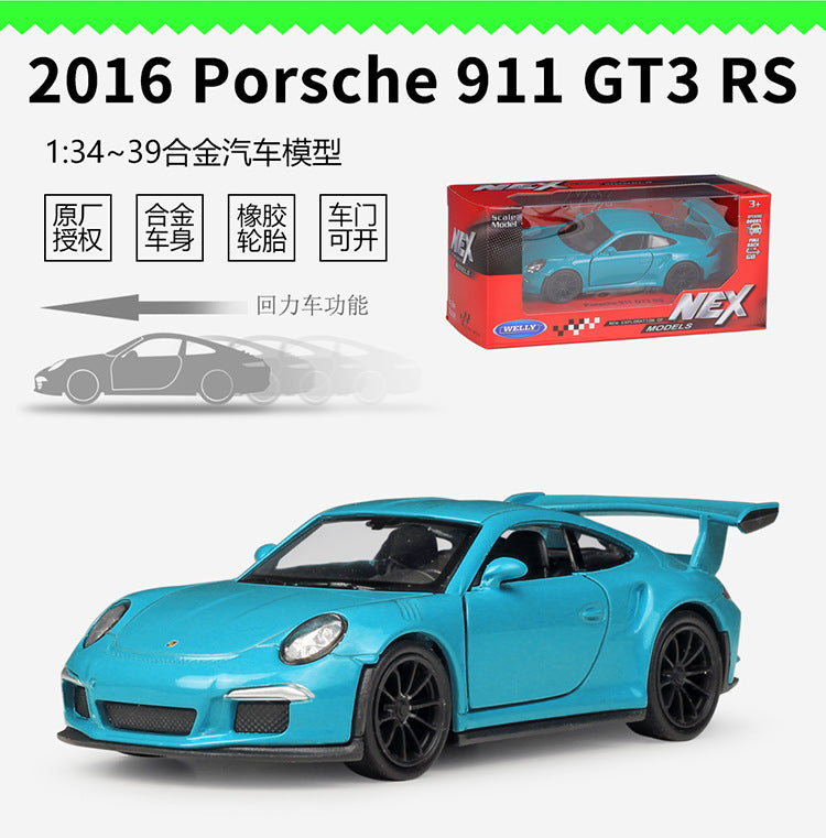 1/36 Scale 2016 Porsche 911 GT3 RS Sports Car Diecast Model Pull Back Toy