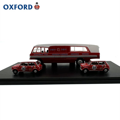 1/76 Scale BMC Car Transporter & Two Minis BMC Competitions Dept Diecast Model