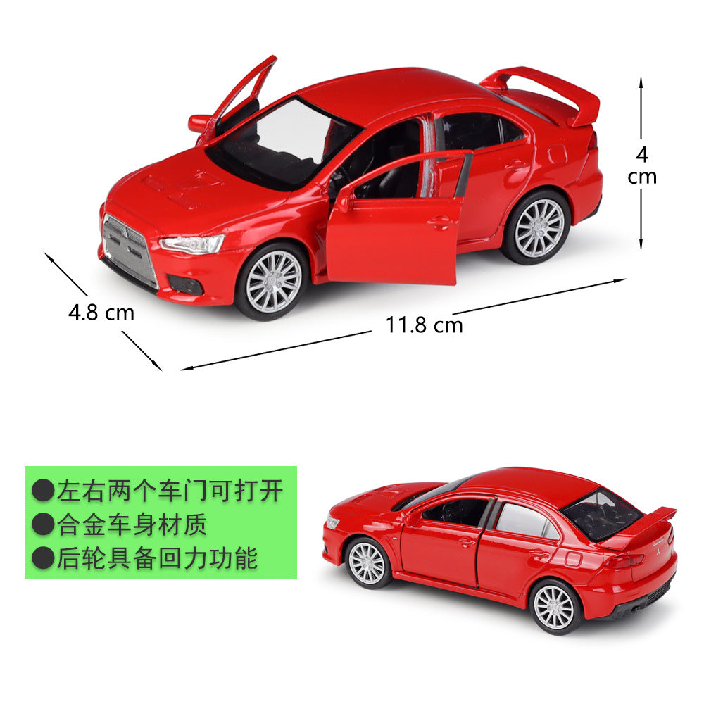 1/36 Scale Mitsubishi Lancer Evolution X Sports Sedan Diecast Model Car Pull Back Toy