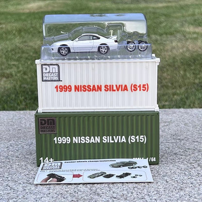 1/64 Scale Nissan Silvia S14 S15 Sports Car with Container Diecast Model