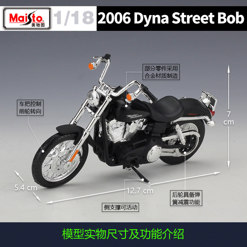 1/18 Scale 2006 Harley-Davidson Dyna FXDBI Street Bob Diecast Model Motorcycle