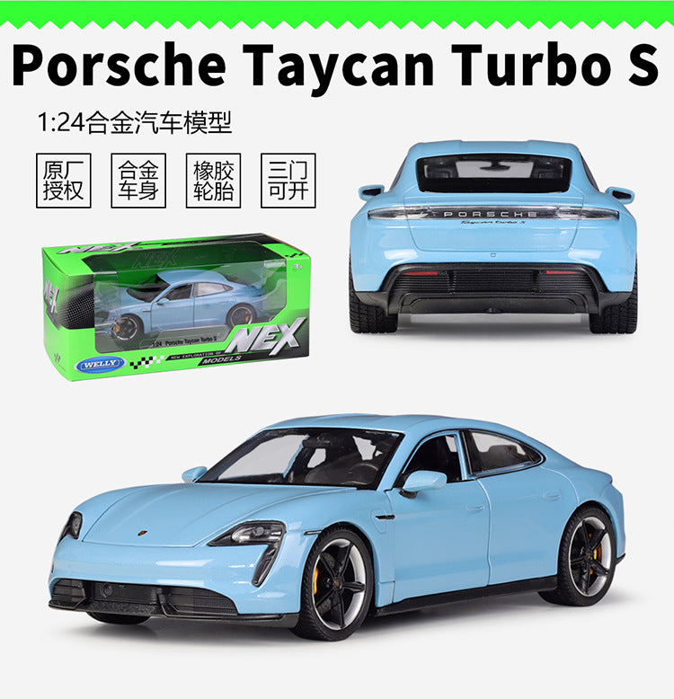 1/24 Scale Porsche Taycan Turbo S Luxury Sports Sedan Diecast Model Car