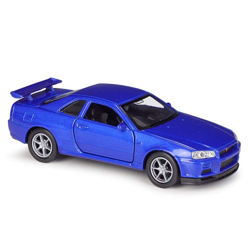 1/36 Scale Nissan Skyline GT-R R34 Sports Car Diecast Model Pull Back Toy