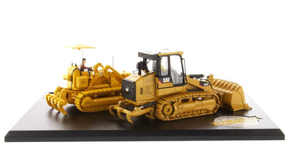 1/50 Scale Caterpillar 977D Traxcavator (Circa 1955-1960) and CAT 963K Track Loader (Current) Diecast Model Set DM85559