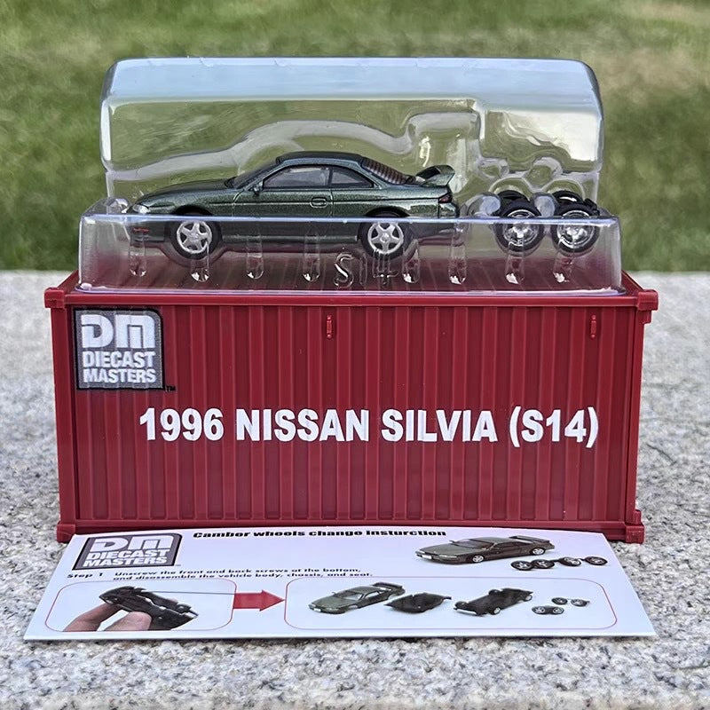 1/64 Scale Nissan Silvia S14 S15 Sports Car with Container Diecast Model