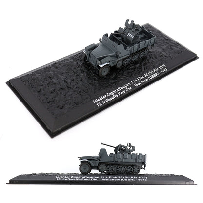 1/72 Scale WWII German leichter Zugkraftwagen 1t Sd.Kfz. 10/5 Half-Track with Flak 38 Anti-Aircraft Gun Diecast Model