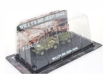 1/72 Scale 1945 Willys MB Jeep with Trailer Military Utility Vehicle Diecast Model