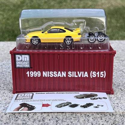 1/64 Scale Nissan Silvia S14 S15 Sports Car with Container Diecast Model