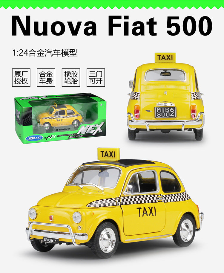 1/24 Scale Nuova Fiat 500 Taxi Cab Diecast Model Car