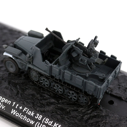 1/72 Scale WWII German leichter Zugkraftwagen 1t Sd.Kfz. 10/5 Half-Track with Flak 38 Anti-Aircraft Gun Diecast Model