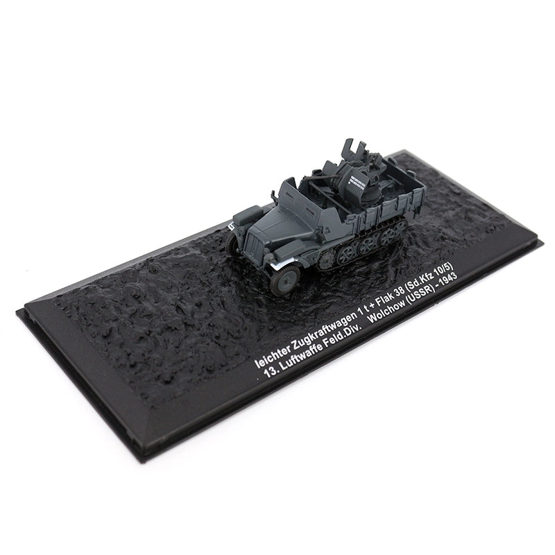 1/72 Scale WWII German leichter Zugkraftwagen 1t Sd.Kfz. 10/5 Half-Track with Flak 38 Anti-Aircraft Gun Diecast Model