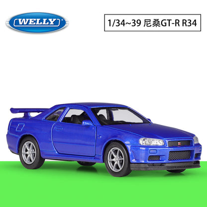 1/36 Scale Nissan Skyline GT-R R34 Sports Car Diecast Model Pull Back Toy