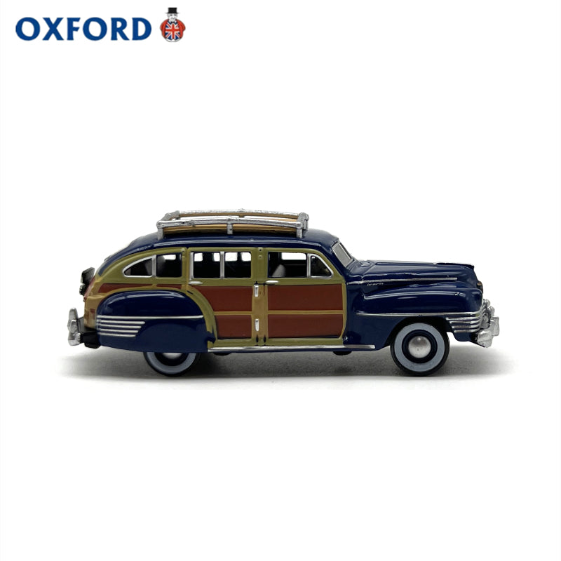 1/87 Scale 1942 Chrysler Town & Country Woodie Wagon Blue Diecast Model Car