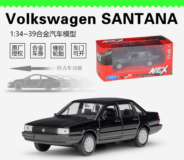 1/36 Scale Volkswagen Santana Diecast Model Car Pull Back Toy