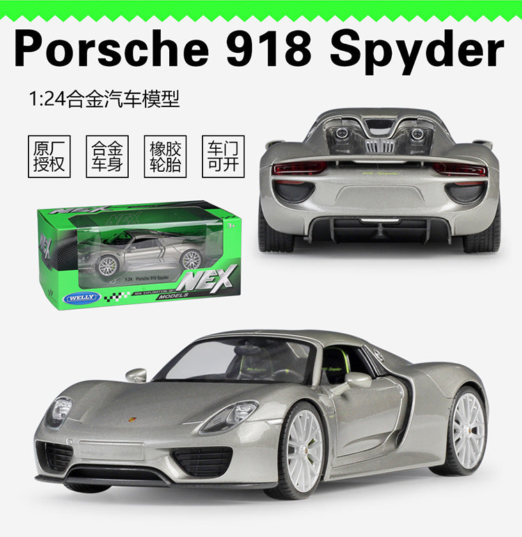 1/24 Scale Porsche 918 Spyder Sports Car Diecast Model