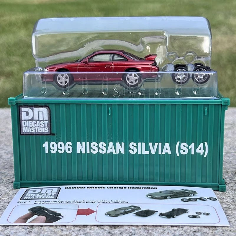 1/64 Scale Nissan Silvia S14 S15 Sports Car with Container Diecast Model