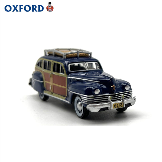 1/87 Scale 1942 Chrysler Town & Country Woodie Wagon Blue Diecast Model Car