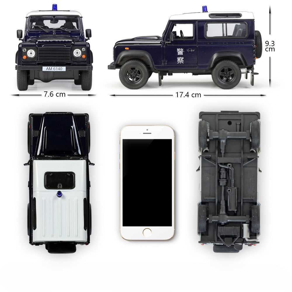 1/24 Scale Land Rover Defender Hong Kong Police Patrol Car Diecast Model