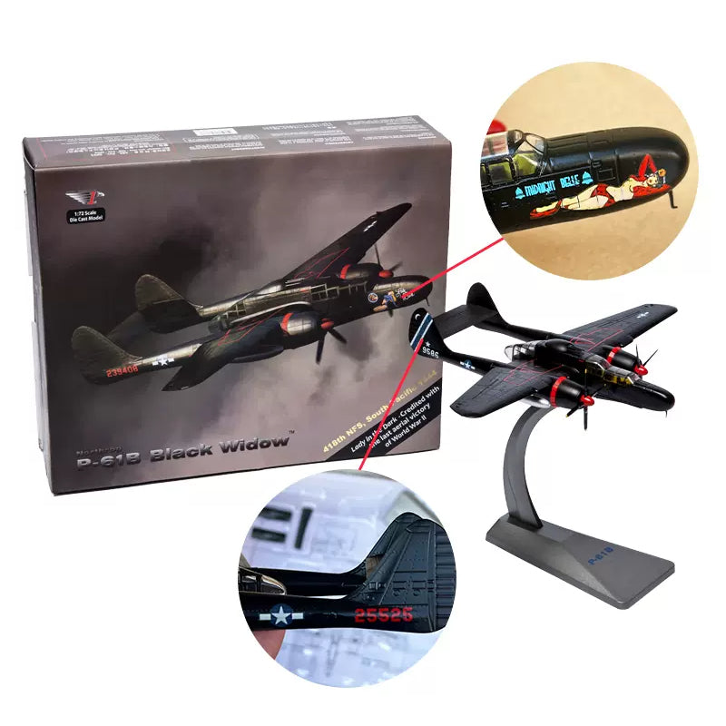 1/144 Scale Northrop P-61 Black Widow Night Fighter Diecast Model Aircraft