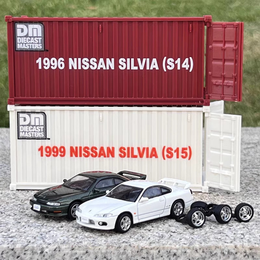 1/64 Scale Nissan Silvia S14 S15 Sports Car with Container Diecast Model