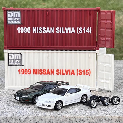 1/64 Scale Nissan Silvia S14 S15 Sports Car with Container Diecast Model