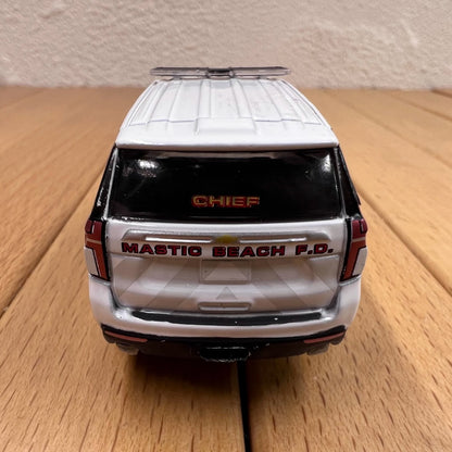 1/64 Scale 2021 Chevrolet Tahoe SUV Mastic Beach Fire Department Diecast Model Car