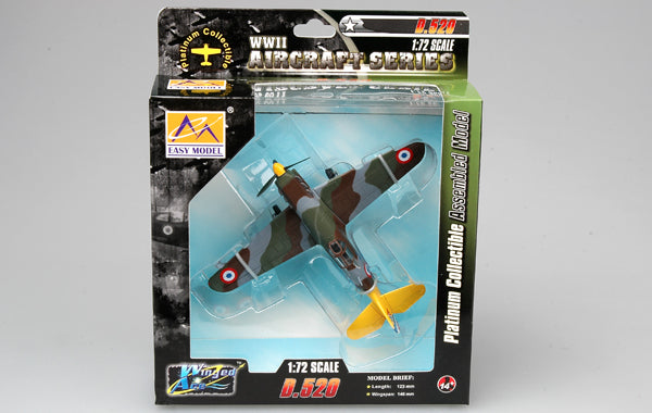 prebuilt 1/72 scale D.520 fighter aircraft model 36335