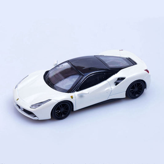 Ferrari 488 GTB (White) 1/64 Scale Diecast Metal Sports Car Collectible Model