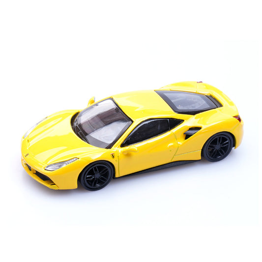 Ferrari 488 GTB (Yellow) 1/64 Scale Diecast Metal Sports Car Collectible Model