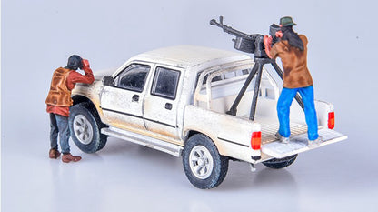 1/72 scale diecast pickup truck with DShK machine gun figures model