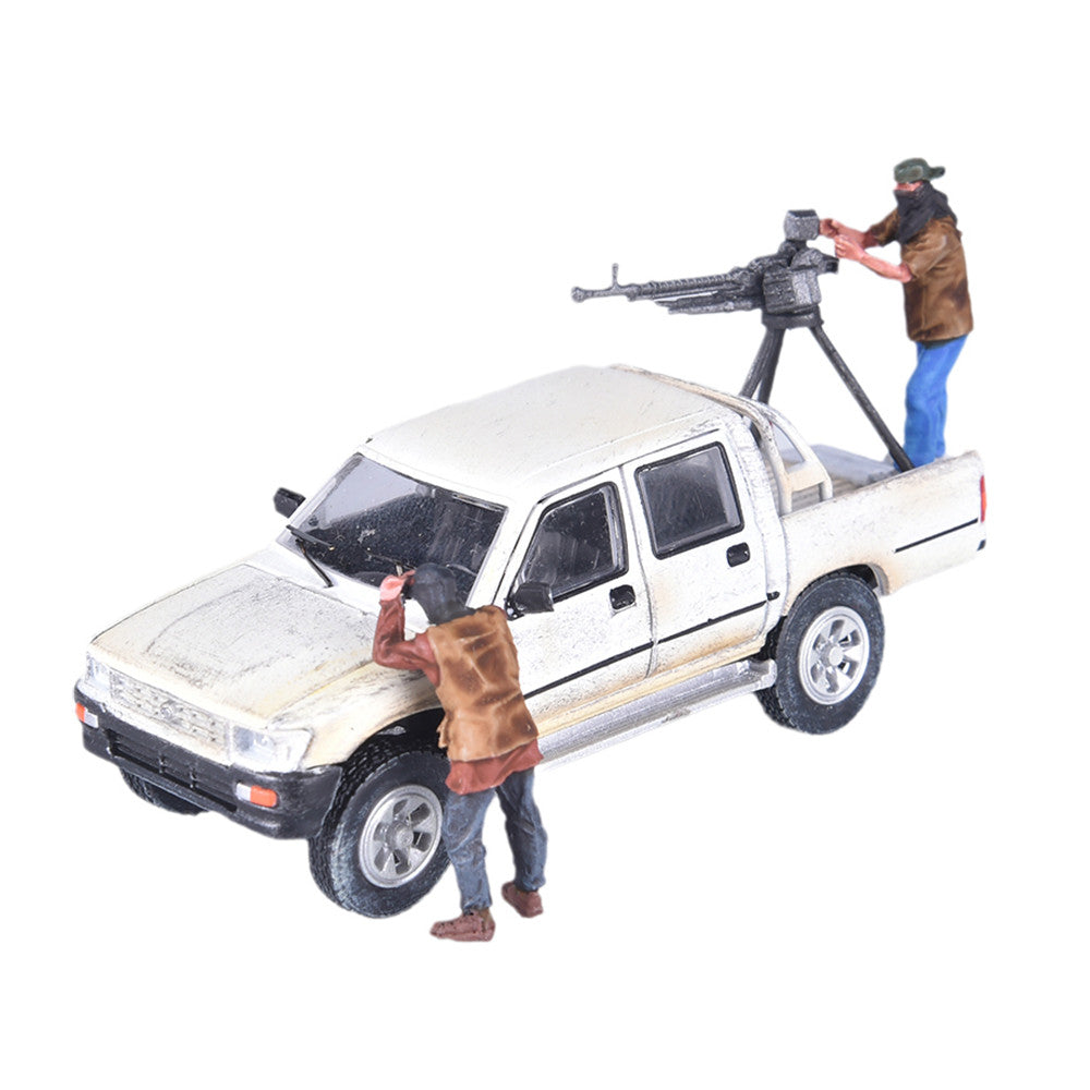 1/72 scale diecast pickup truck with DShK machine gun figures model